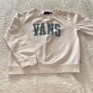 Gently Loved Vans Off-White Sweatshirt with Blue Logo Unisex
